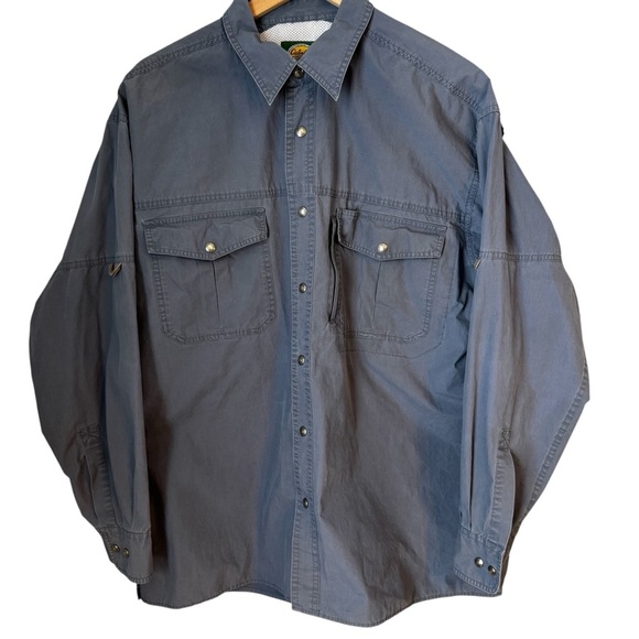Cabela’s Men’s Performance Angler Fishing Snap Down Shirt Blue Size Large - Picture 1 of 6
